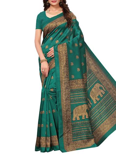 Conversational printed mysore silk saree with blouse - 15518141 - Very Small Image - 1