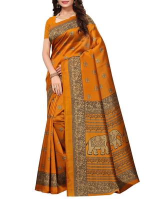 Conversational printed mysore silk saree with blouse - 15518142 - Standard Image - 1