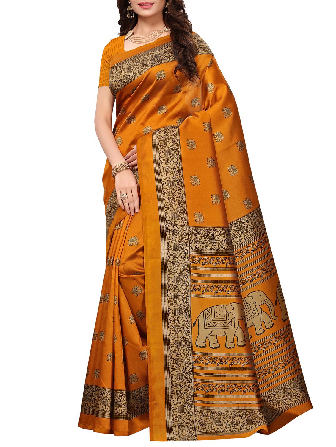 Conversational printed mysore silk saree with blouse - 15518142 - Zoom Image - 1