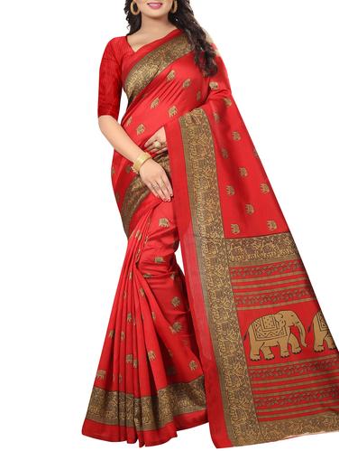 Conversational printed mysore silk saree with blouse - 15518143 - Very Small Image - 1