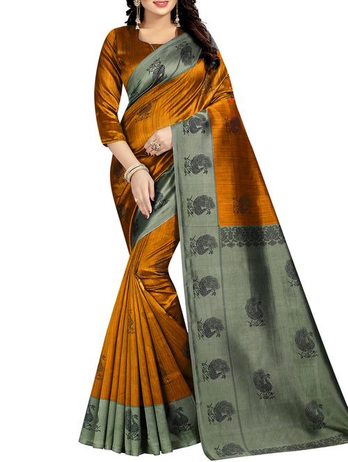 conversational printed mysore silk saree with blouse - 15518148 - Very Small Image - 1