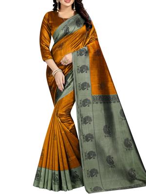 Conversational printed mysore silk saree with blouse - 15518148 - Standard Image - 1