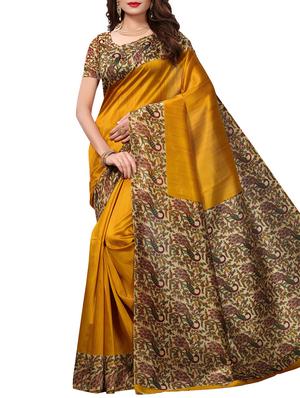 Contrast border mysore silk saree with blouse - 15518150 - Standard Image - 1