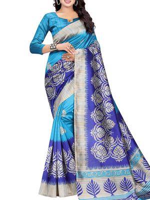 Printed mysore silk saree with blouse - 15518157 - Standard Image - 1
