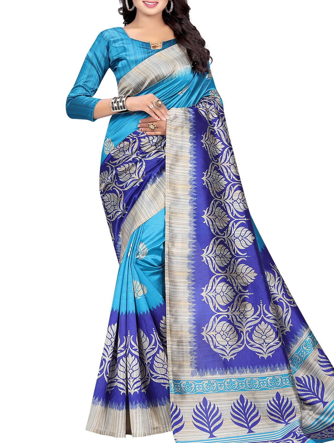 Printed mysore silk saree with blouse - 15518157 - Zoom Image - 1
