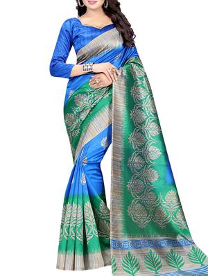 Printed mysore silk saree with blouse - 15518158 - Standard Image - 1