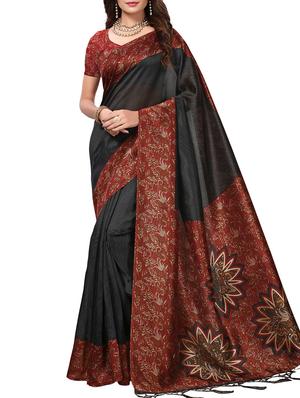 Contrast border mysore silk saree with blouse - 15518162 - Standard Image - 1