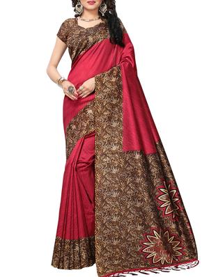 Contrast border mysore silk saree with blouse - 15518166 - Standard Image - 1
