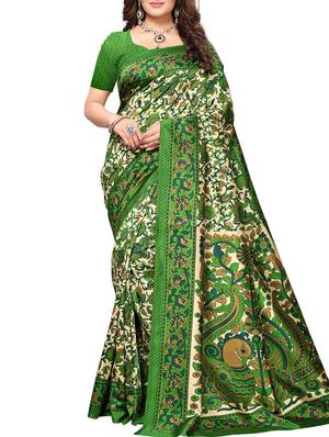 Printed mysore silk saree with blouse - 15518170 - Standard Image - 1