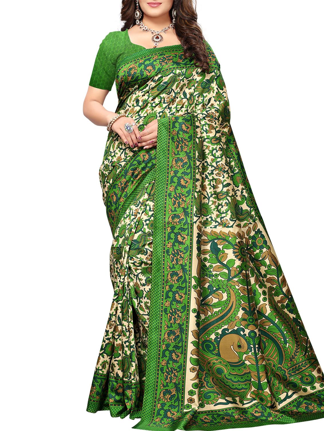 Printed mysore silk saree with blouse - 15518170 - Zoom Image - 1