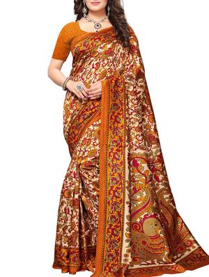 Printed mysore silk saree with blouse - 15518171 - Standard Image - 1