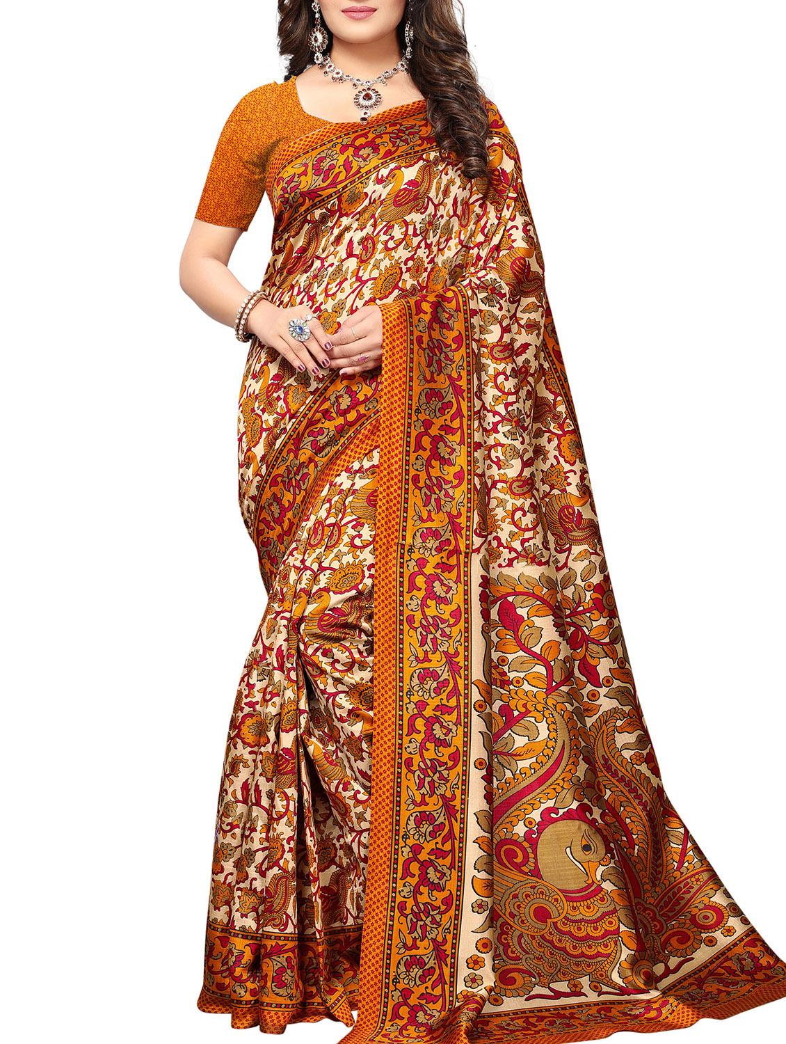Printed mysore silk saree with blouse - 15518171 - Zoom Image - 1