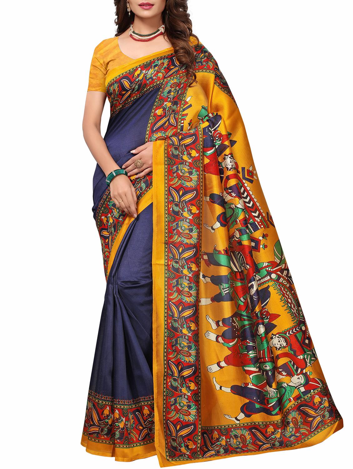 Conversational border mysore silk saree with blouse - 15518172 - Zoom Image - 1