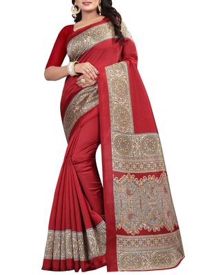 Contrast border mysore silk saree with blouse - 15518173 - Standard Image - 1