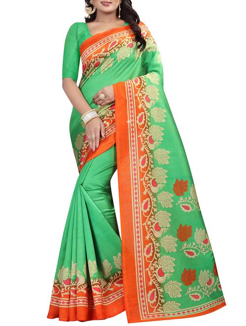 contrast border mysore silk saree with blouse - 15518177 - Very Small Image - 1