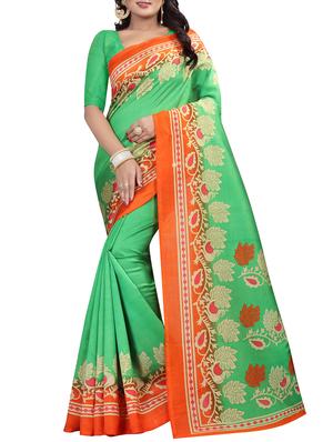 Contrast border mysore silk saree with blouse - 15518177 - Standard Image - 1