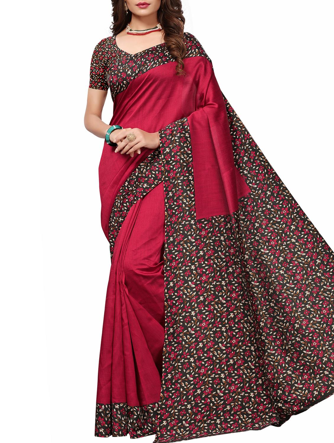 Contrast border mysore silk saree with blouse - 15518182 - Zoom Image - 1