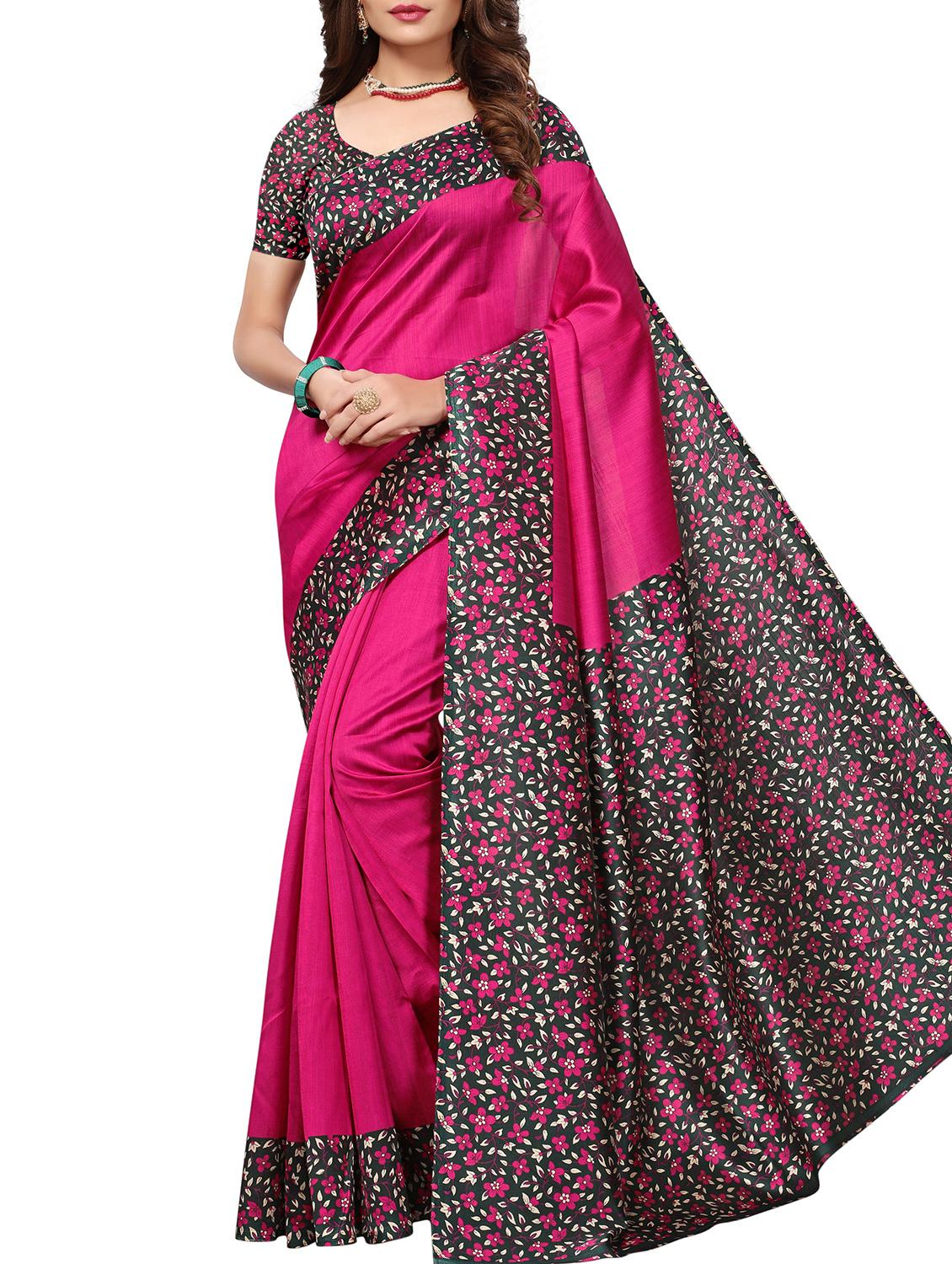 Contrast border mysore silk saree with blouse - 15518184 - Zoom Image - 1