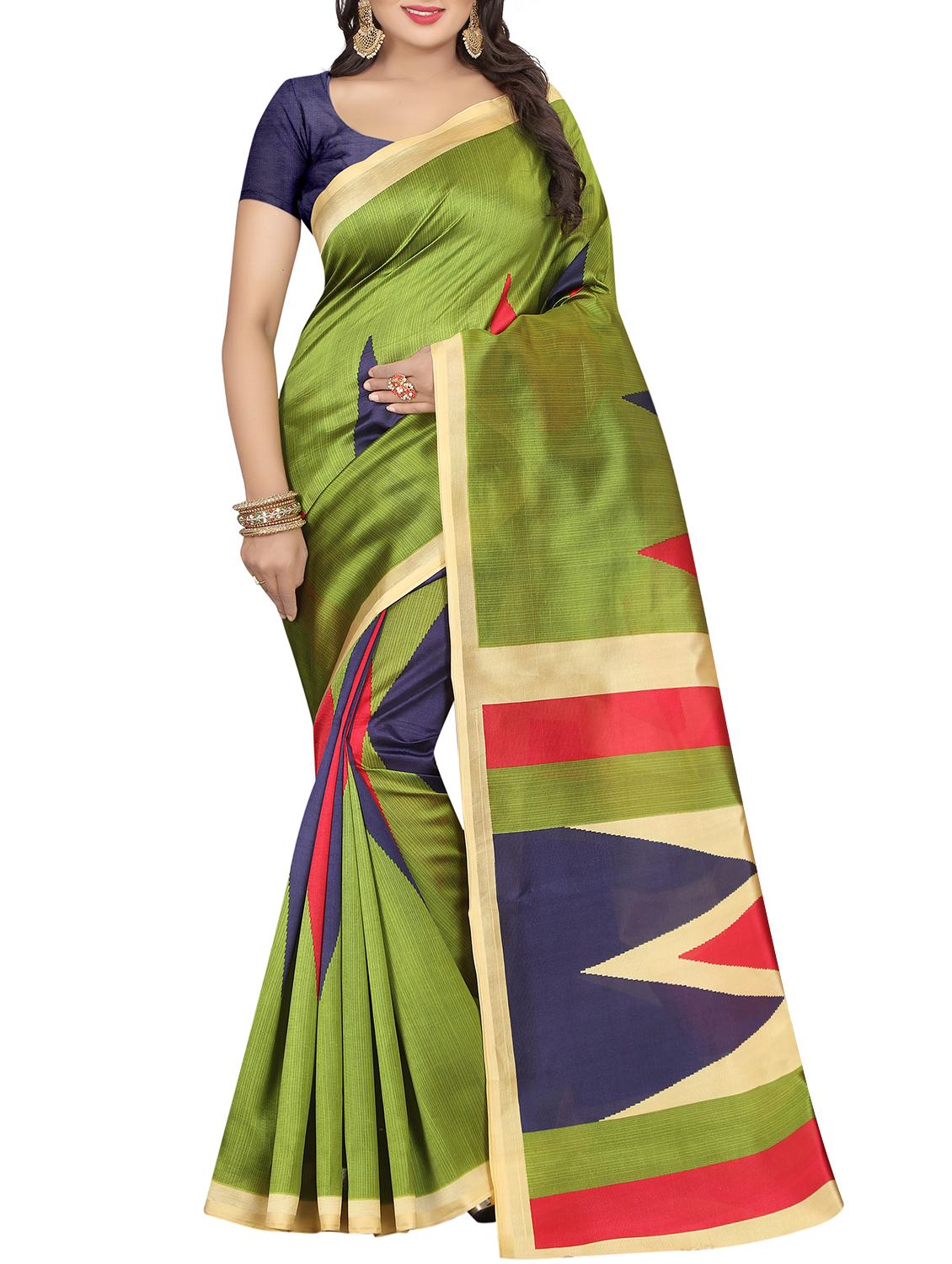 Contrast border mysore silk saree with blouse - 15518185 - Zoom Image - 1