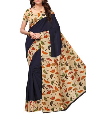 Contrast border mysore silk saree with blouse - 15518189 - Standard Image - 1