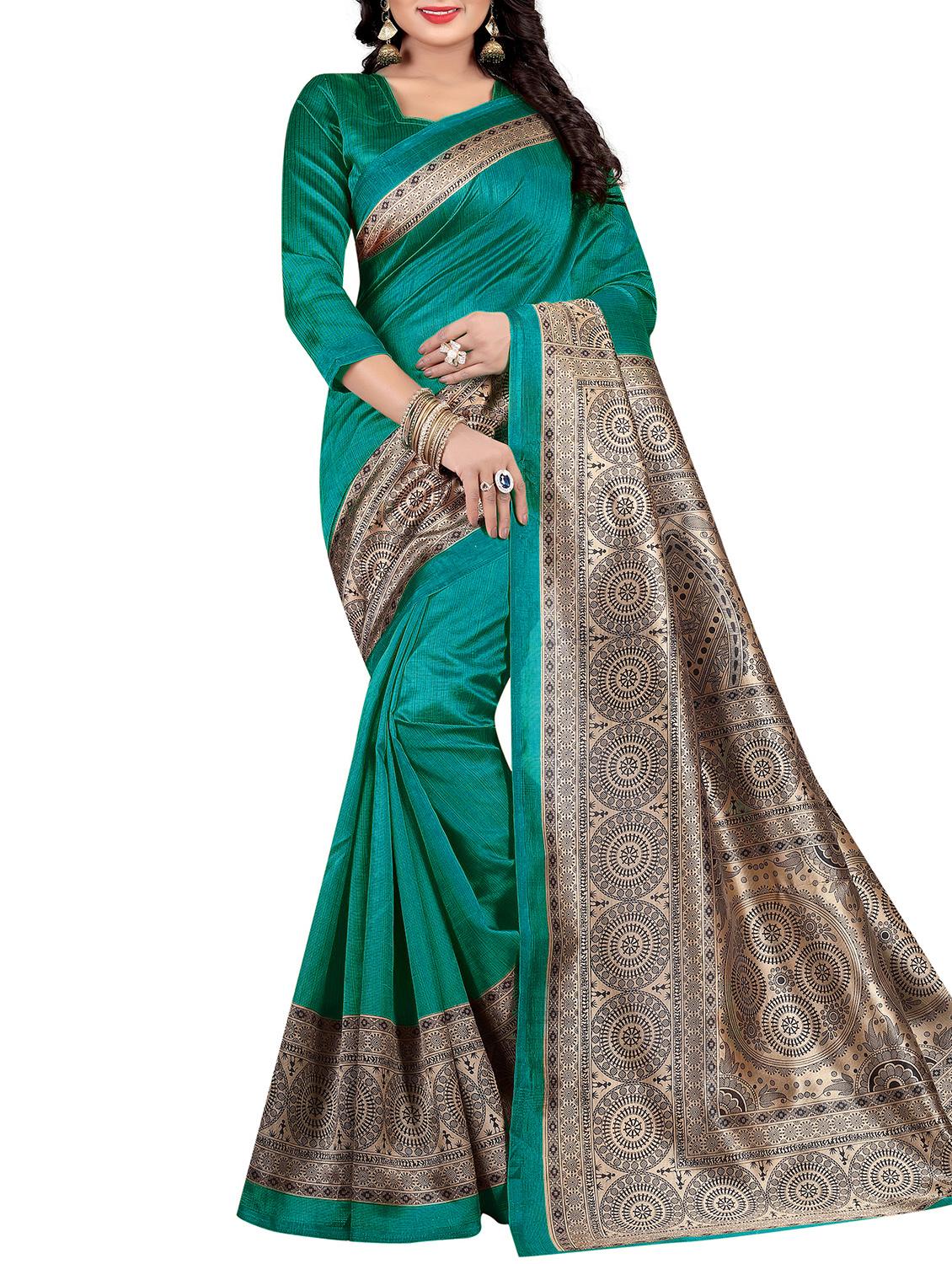 Contrast border mysore silk saree with blouse - 15518194 - Zoom Image - 1