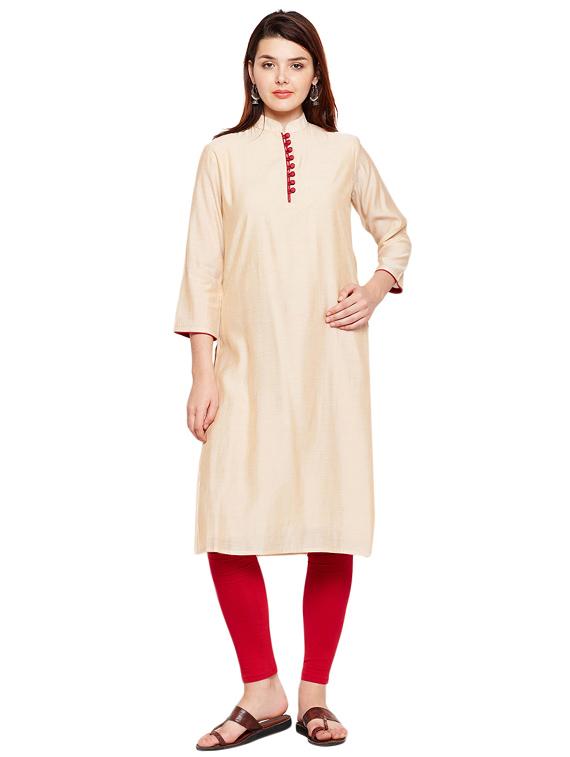 Egg - nog placket detaling kurta - 15518272 - Zoom Image - 1