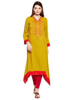 Straight embroidered kurta - 15518276 - Standard Image - 1