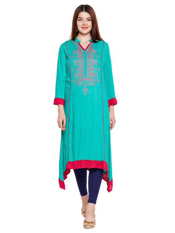Asymmetric embroidered kurta - 15518278 - Zoom Image - 1