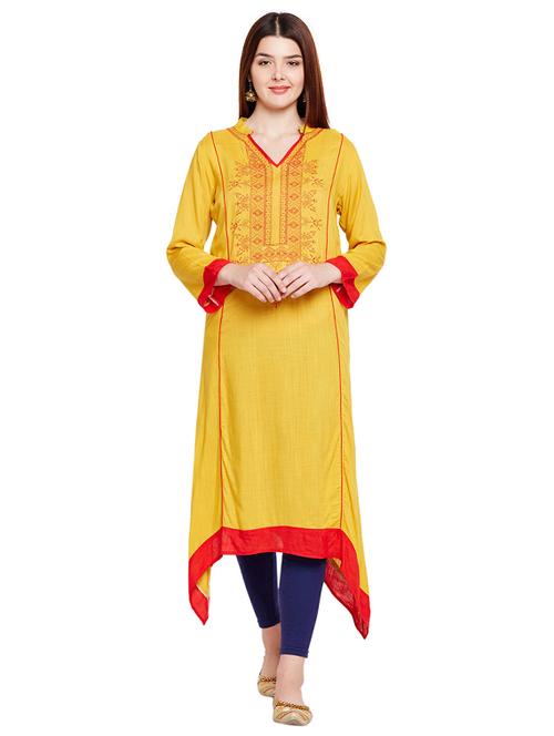 Asymmetric embroidered kurta - 15518279 - Standard Image - 1
