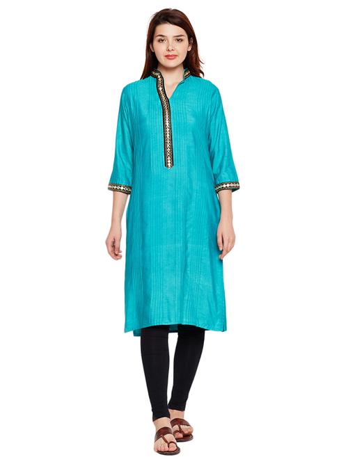 mirror work pintucks kurta - 15518282 - Standard Image - 1