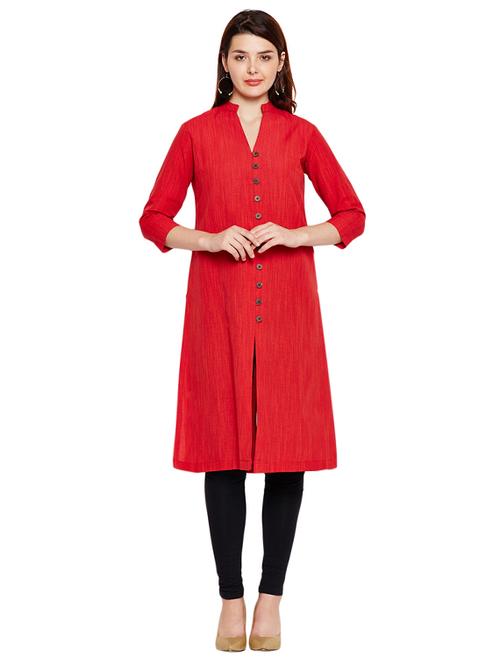 button fake placket a-line kurta - 15518290 - Standard Image - 1