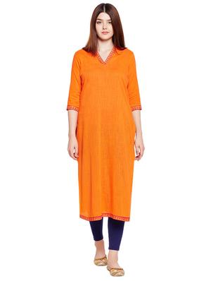 Carrot straight patch neck kurta - 15518293 - Standard Image - 1