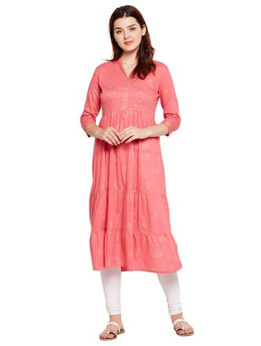 Tiered block print kurta - 15518294 - Very Small Image - 1