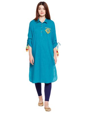 Tassels sleeves embroidered kurta - 15518296 - Standard Image - 1