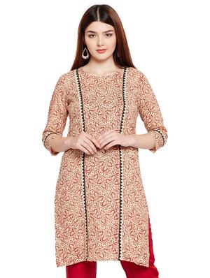 Perinted straight kurti - 15518299 - Standard Image - 1