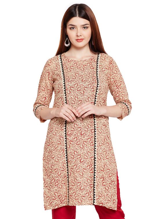 Perinted straight kurti - 15518299 - Zoom Image - 1