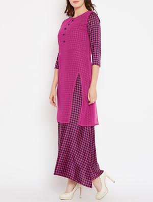 sheer side slit layer printed dress - 15518343 - Standard Image - 2