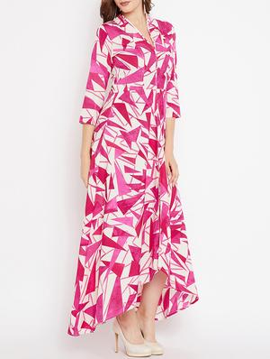 printed high low maxi dress - 15518348 - Standard Image - 1