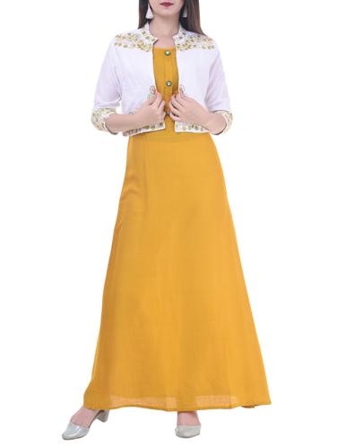 mustard kurta with jacket kurta - 15518375 - Very Small Image - 1