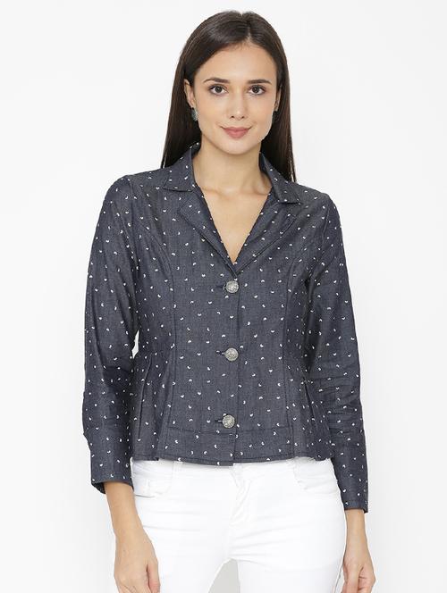 lapel collar printed blazer - 15518675 - Standard Image - 1