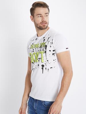 white cotton chest print t-shirt - 15518995 - Standard Image - 2