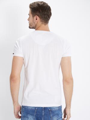 white cotton chest print t-shirt - 15518995 - Standard Image - 3