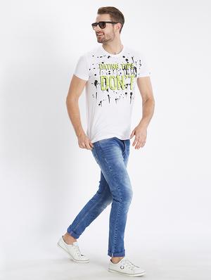 white cotton chest print t-shirt - 15518995 - Standard Image - 4