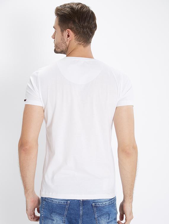 white cotton chest print t-shirt - 15518995 - Zoom Image - 3