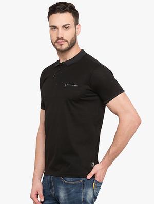 black cotton polo t-shirt - 15519137 - Standard Image - 2