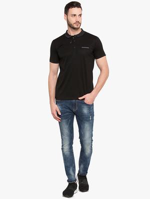 black cotton polo t-shirt - 15519137 - Standard Image - 4