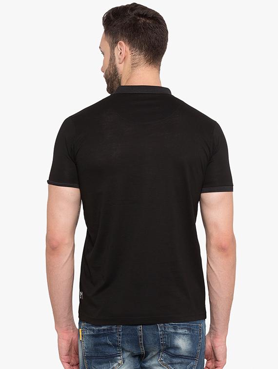 black cotton polo t-shirt - 15519137 - Zoom Image - 3