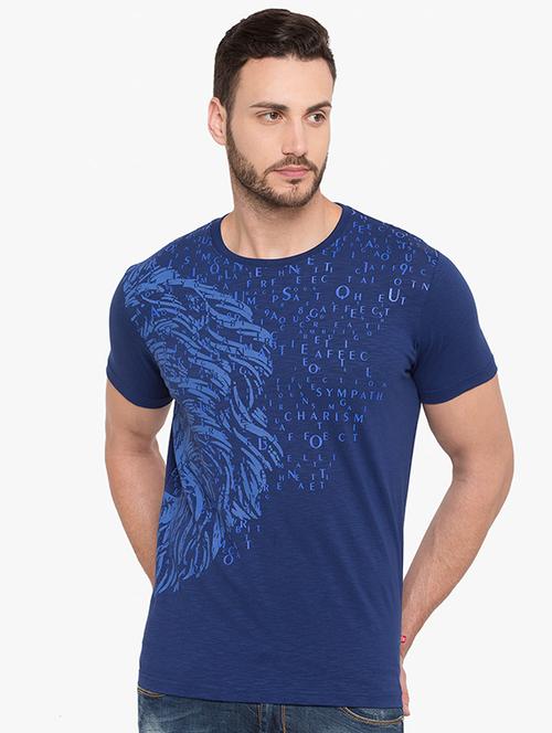 blue cotton front print t-shirt - 15519187 - Standard Image - 1