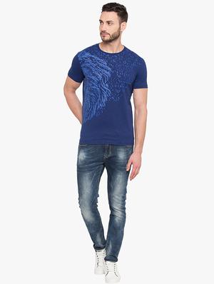 blue cotton front print t-shirt - 15519187 - Standard Image - 4