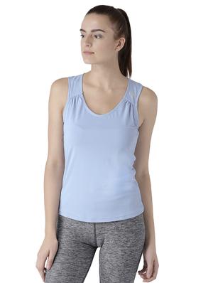 stone blue strap gather detail tank top - 15519451 - Standard Image - 1